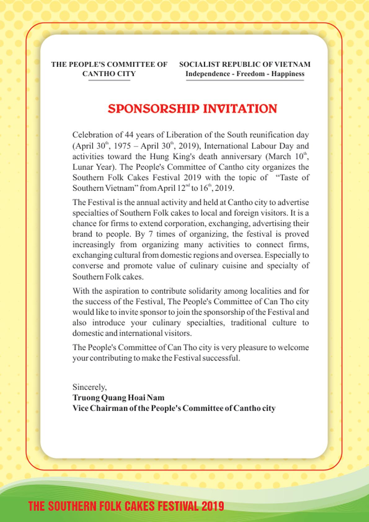 Sponsorship Invitation | Cantho Promotion Agency
